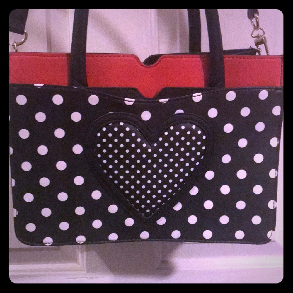 Betsey Johnson bag red black and white super cute